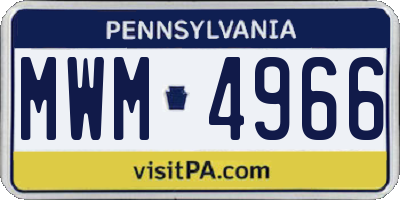 PA license plate MWM4966