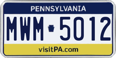 PA license plate MWM5012