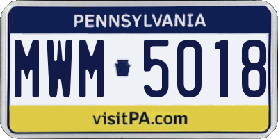 PA license plate MWM5018