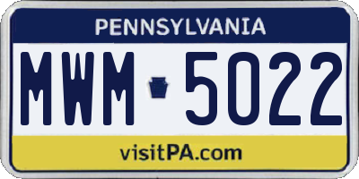 PA license plate MWM5022
