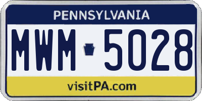 PA license plate MWM5028