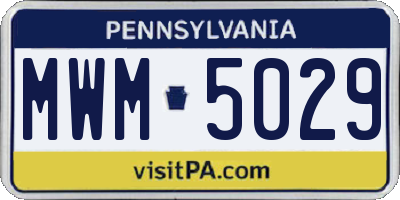 PA license plate MWM5029