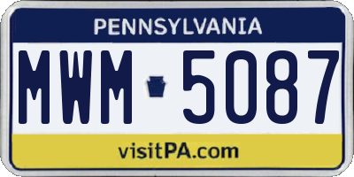 PA license plate MWM5087