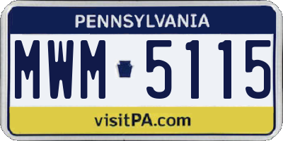 PA license plate MWM5115