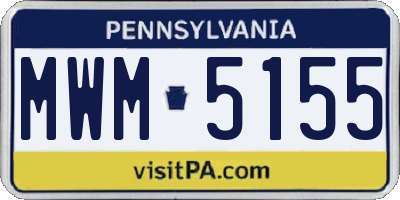 PA license plate MWM5155