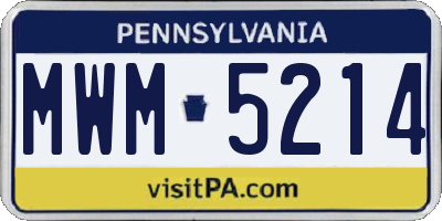 PA license plate MWM5214