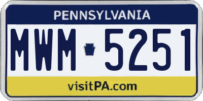 PA license plate MWM5251