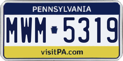PA license plate MWM5319