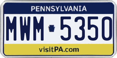 PA license plate MWM5350