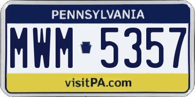 PA license plate MWM5357