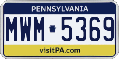 PA license plate MWM5369