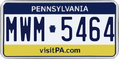 PA license plate MWM5464