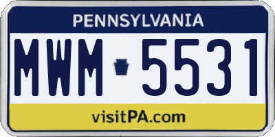 PA license plate MWM5531