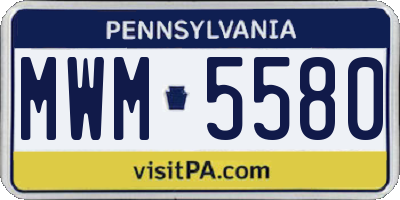 PA license plate MWM5580