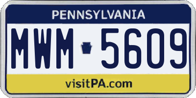 PA license plate MWM5609