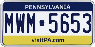 PA license plate MWM5653