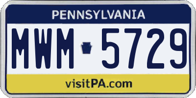 PA license plate MWM5729