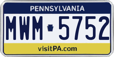 PA license plate MWM5752