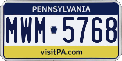 PA license plate MWM5768