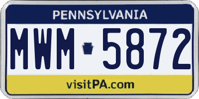 PA license plate MWM5872