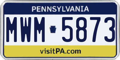 PA license plate MWM5873