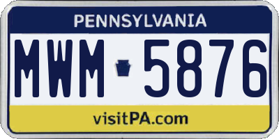 PA license plate MWM5876