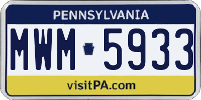 PA license plate MWM5933