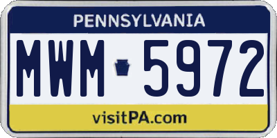 PA license plate MWM5972