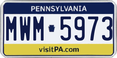 PA license plate MWM5973
