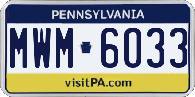PA license plate MWM6033