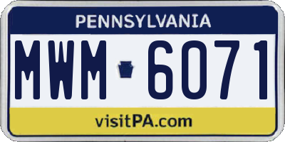 PA license plate MWM6071