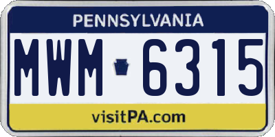 PA license plate MWM6315