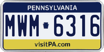 PA license plate MWM6316