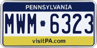 PA license plate MWM6323