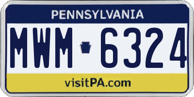 PA license plate MWM6324