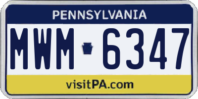 PA license plate MWM6347