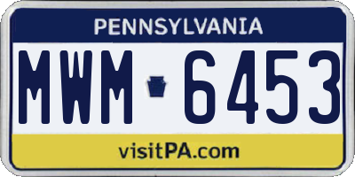PA license plate MWM6453