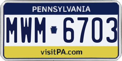 PA license plate MWM6703