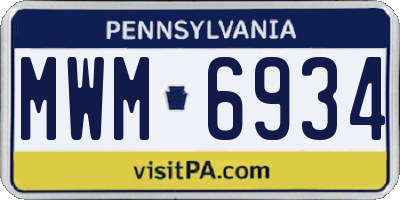 PA license plate MWM6934