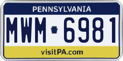 PA license plate MWM6981