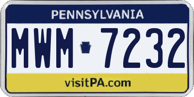 PA license plate MWM7232