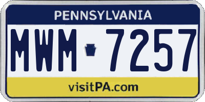 PA license plate MWM7257