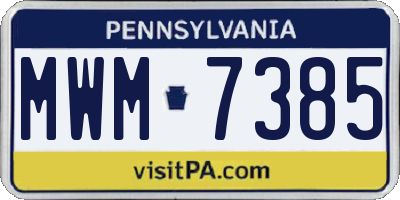 PA license plate MWM7385