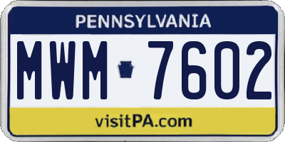 PA license plate MWM7602