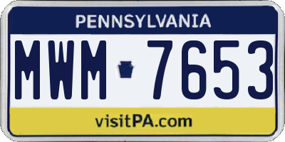 PA license plate MWM7653