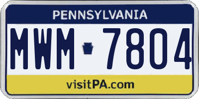 PA license plate MWM7804