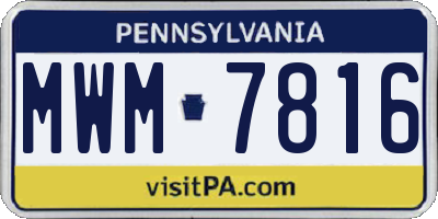 PA license plate MWM7816