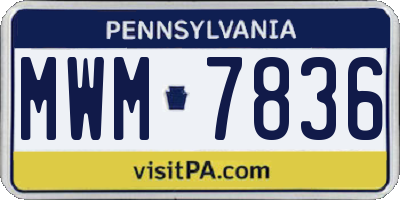 PA license plate MWM7836