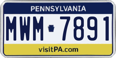 PA license plate MWM7891