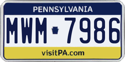PA license plate MWM7986